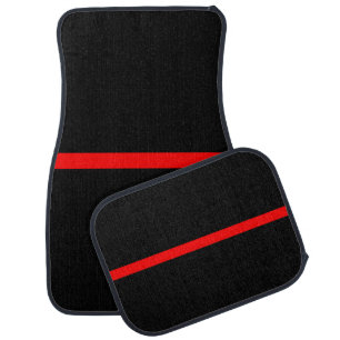 The Symbolic Thin Red Line Horizontal Black Car Floor Mat