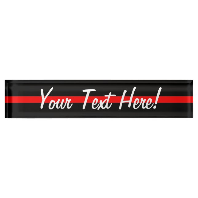 The Symbolic Thin Red Line Horizontal Black Desk Name Plate (Front)