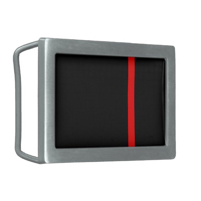 The Symbolic Thin Red Line on a black decor Belt Buckle (Front Left)