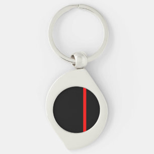 The Symbolic Thin Red Line on a black decor Keychain