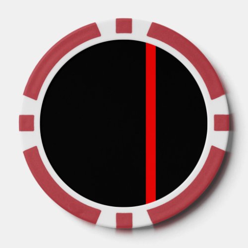 The Symbolic Thin Red Line on Black Poker Chips