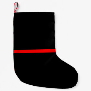 The Symbolic Thin Red Line on Solid Black Small Christmas Stocking