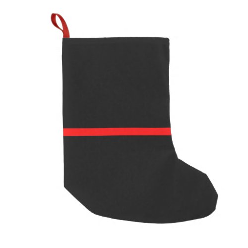 The Symbolic Thin Red Line on Solid Black Small Christmas Stocking