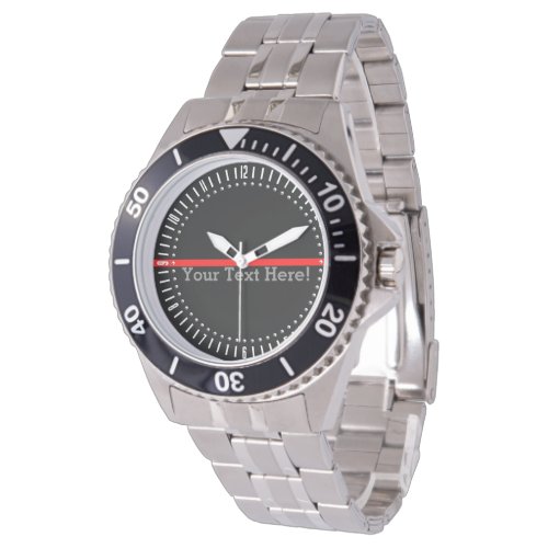 The Symbolic Thin Red Line Watch with Your Text