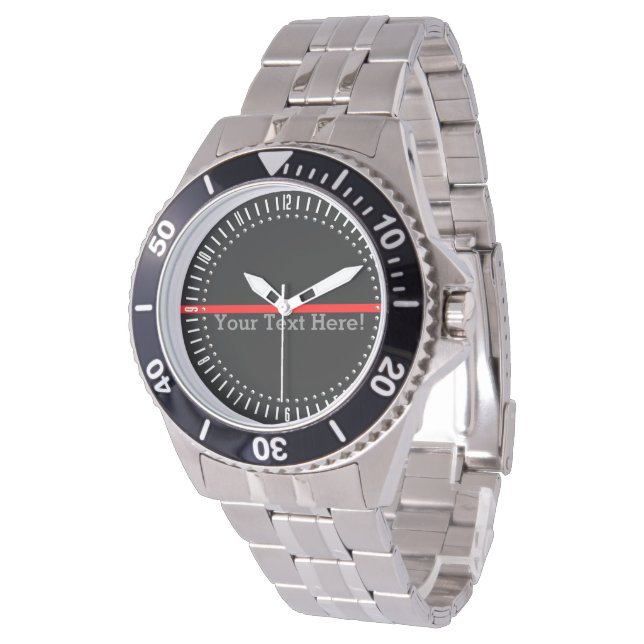 The Symbolic Thin Red Line Watch with Your Text (Angled)