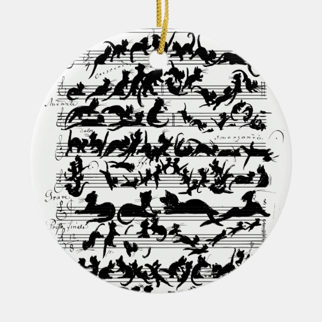 The Symphony of the Cat Vector Ceramic Ornament (Front)