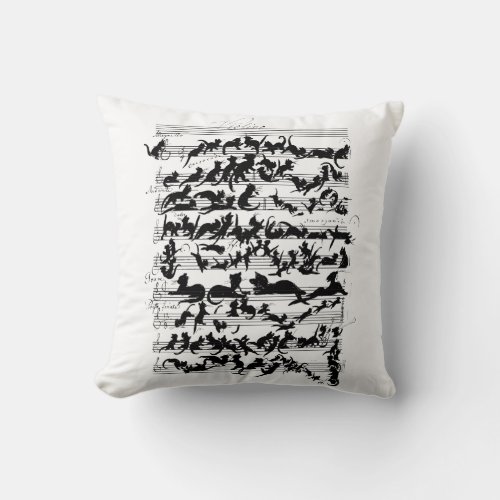 The Symphony of the Cat Vector Throw Pillow