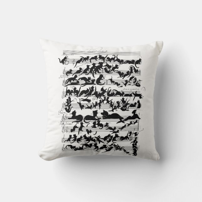 The Symphony of the Cat Vector Throw Pillow (Front)