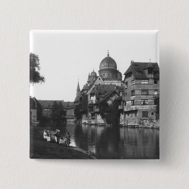 The synagogue at Nuremberg, c.1910 Pinback Button (Front)