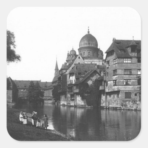 The synagogue at Nuremberg c1910 Square Sticker