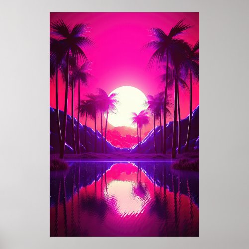 The Synthwave Getaway A Nighttime Paradise Poster