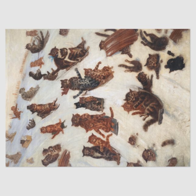 The Tabby Toboggan Club by Louis William Wain Tissue Paper (Front)