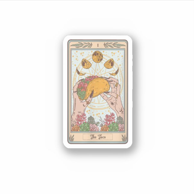 The Taco Tarot Card Funny Taco Lover Tacos Mexican Sticker (Front)