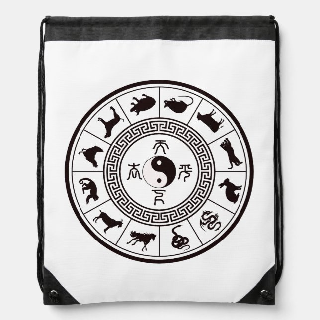 The Tai Chi Zodiac Wheel Drawstring Bag (Front)