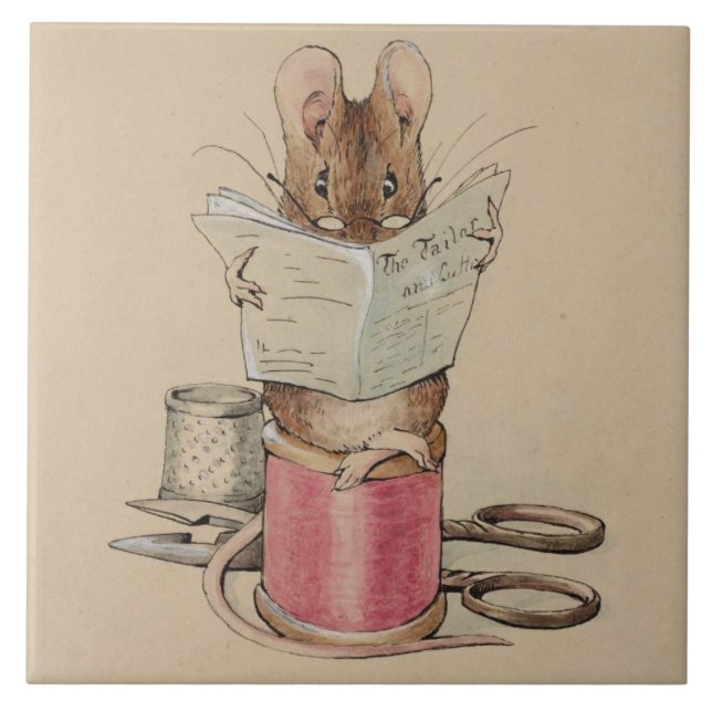 The Tailor Mouse (by Beatrix Potter) Ceramic Tile (Front)