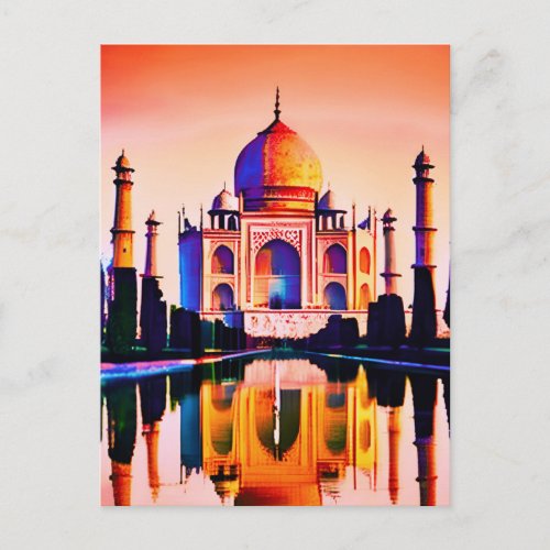 The Taj Mahal Against a Sunset Sky  Postcard