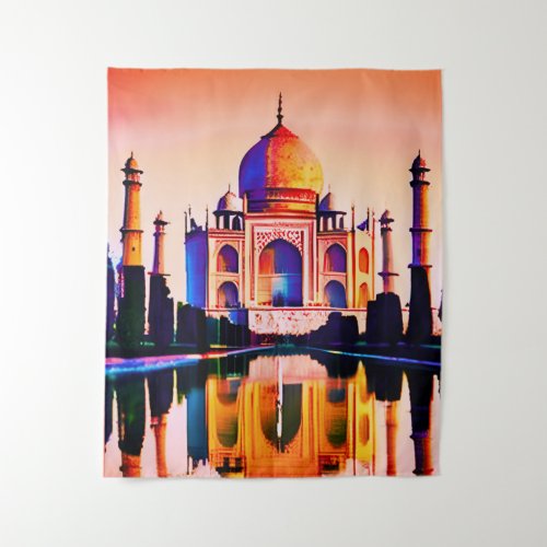 The Taj Mahal Against a Sunset Sky Tapestry