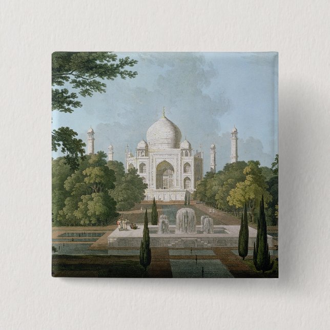 The Taj Mahal, Agra, from the Garden Pinback Button (Front)