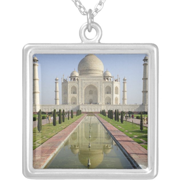 The Taj Mahal, Agra, Uttar Pradesh, India, Silver Plated Necklace (Front)