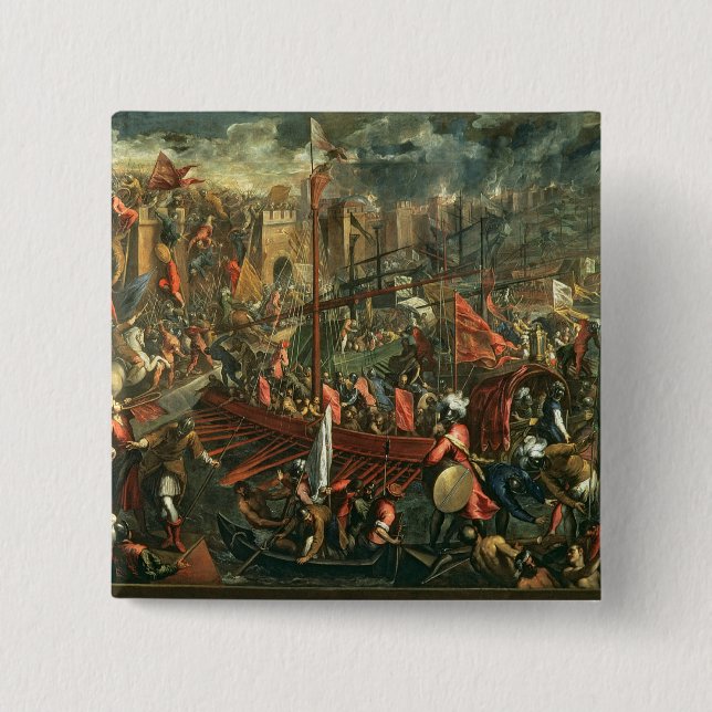 The Taking of Constantinople (oil on canvas) Pinback Button (Front)