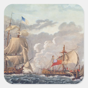 The Taking of the English Vessel 'The Java' Square Sticker