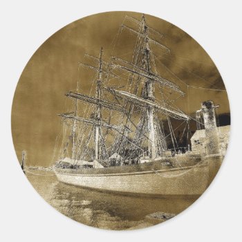The Tall Ship ...elissa  Distressed Round Stickers by toots1 at Zazzle