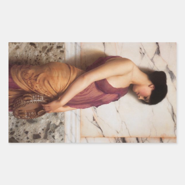 The Tambourine Girl by John William Godward Rectangular Sticker (Front)