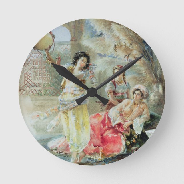 The Tambourine (w/c on paper) Round Clock (Front)
