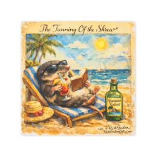 The Tanning of the Shrew – Funny Summer Beach Illu Metal Print