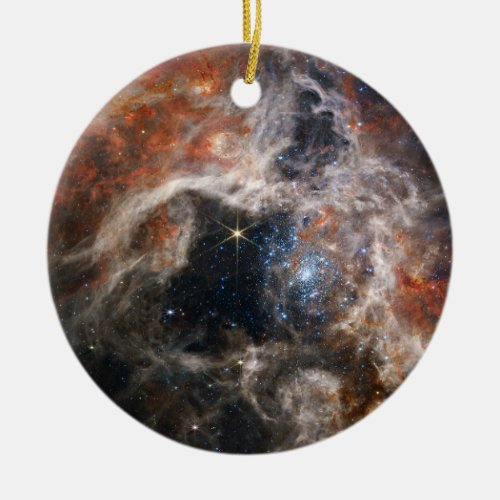 The Tarantula Nebula  NIRCam  JWST Ceramic Ornament