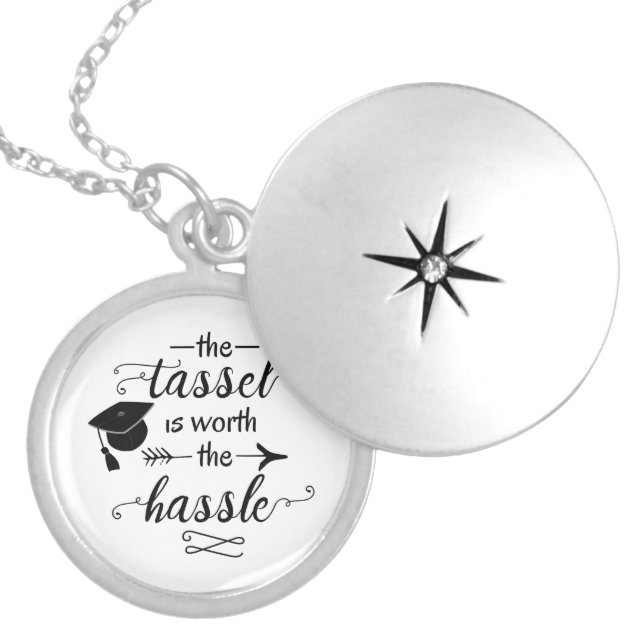 The tassel is worth the hassle silver plated necklace (Front)