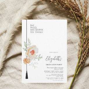 The Tassel Was Worth Hassle Watercolor Graduation Invitation