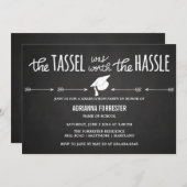 The Tassel Was Worth The Hassle Chalkboard Cute Invitation (Front/Back)
