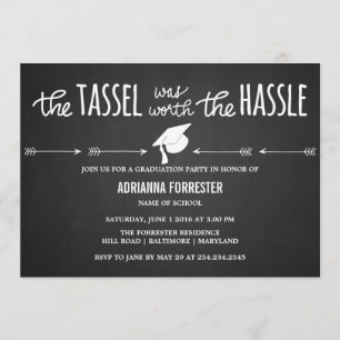 The Tassel Was Worth The Hassle Chalkboard Cute Invitation