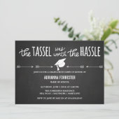The Tassel Was Worth The Hassle Chalkboard Cute Invitation (Standing Front)