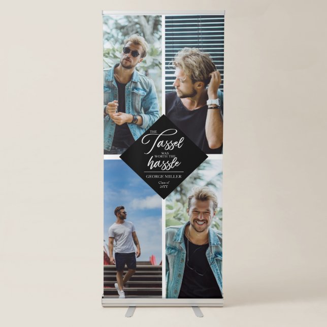 The tassel was worth the hassle multi photo retractable banner (Front)