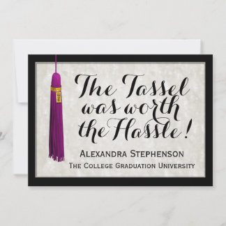 The Tassel Was Worth the Hassle Purple Graduation Invitation