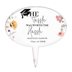 The tassel worth the hassle Wildflower Graduation Cake Topper