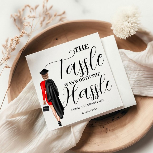 The tassle worth the hassle graduation party Favor Napkins (Creator Uploaded)
