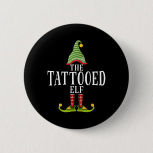 The Tattooed Elf Funny Matching Pajama Xmas  Button