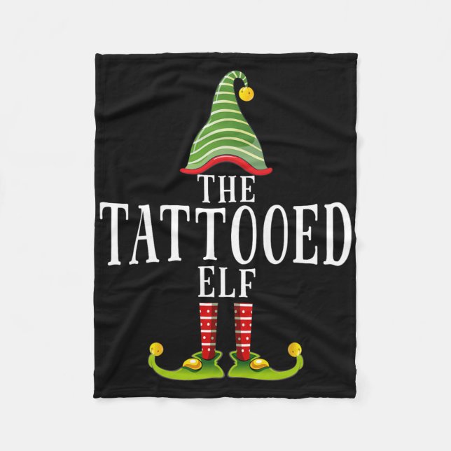 The Tattooed Elf Funny Matching Pajama Xmas  Fleece Blanket (Front)