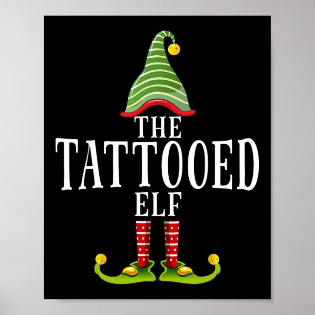 The Tattooed Elf Funny Matching Pajama Xmas  Poster (Front)