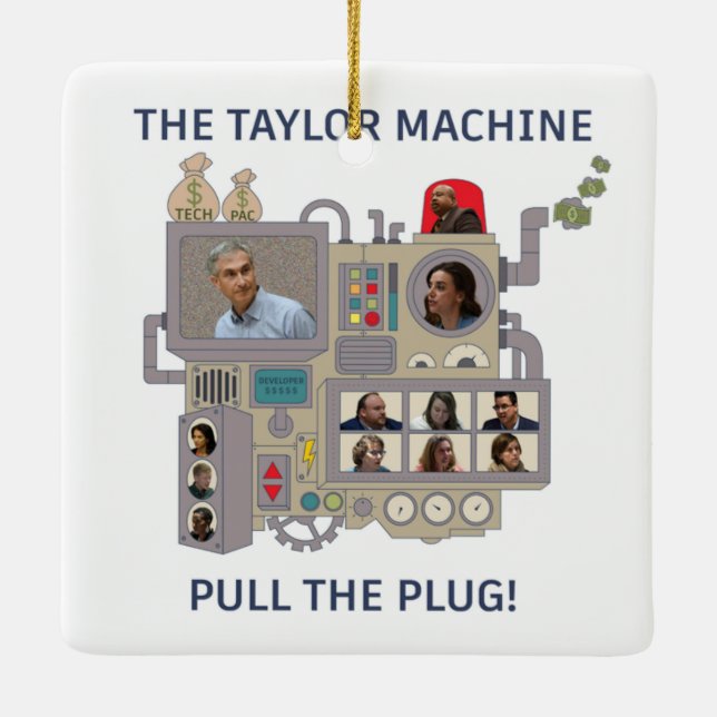 The Taylor Machine Ceramic Ornament (Back)