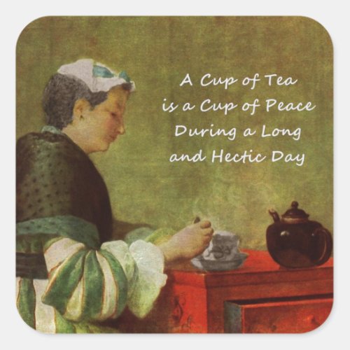 The Tea Drinker 1735 Square Sticker