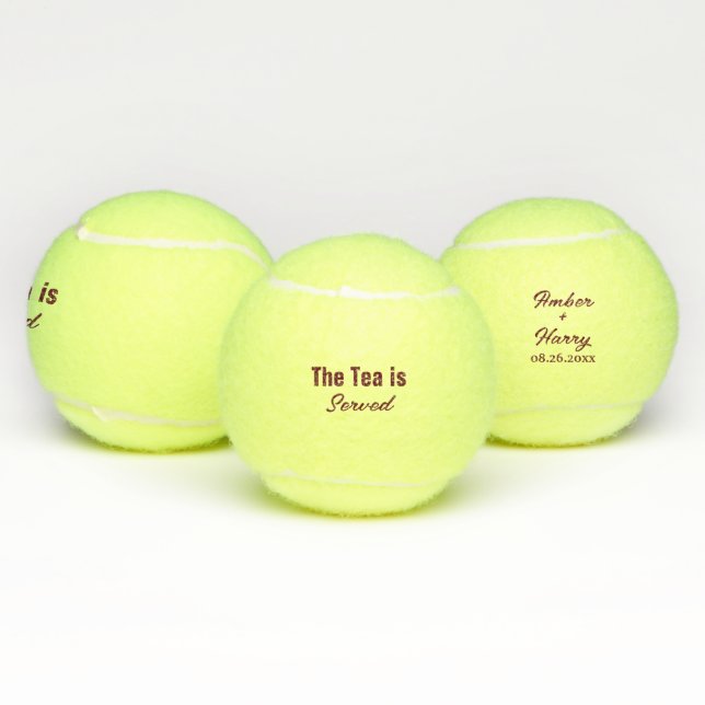 The Tea Is Served Funny Pun Monogram & Name Tennis Balls (Multi)