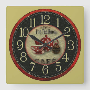 The Tea Room Cafe Square Wall Clock