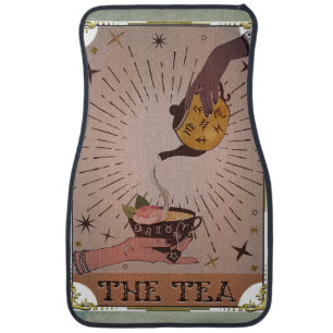 "The Tea" Vintage Tarot Card Mystical Witchy Art Car Floor Mat