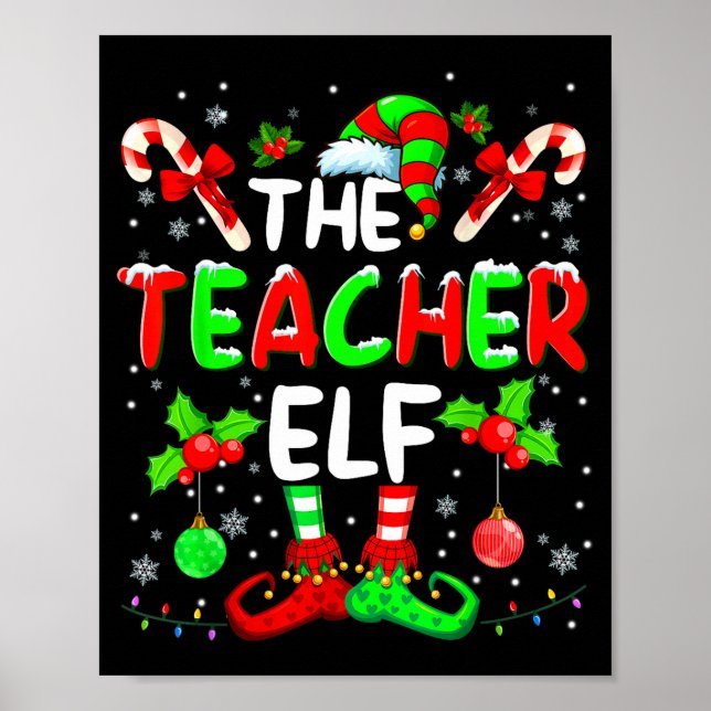 The Teacher Elf Costume Pajamas Pjs Christmas Xmas Poster (Front)