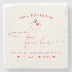 The Teacher Everyone Wishes They Had Monogram Stone Coaster