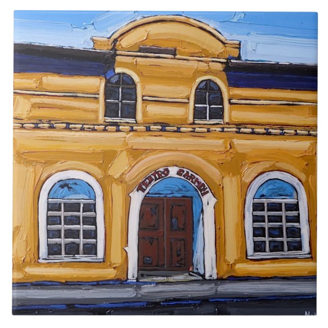 The "Teatro Carmen" Decorative Tile (Front)